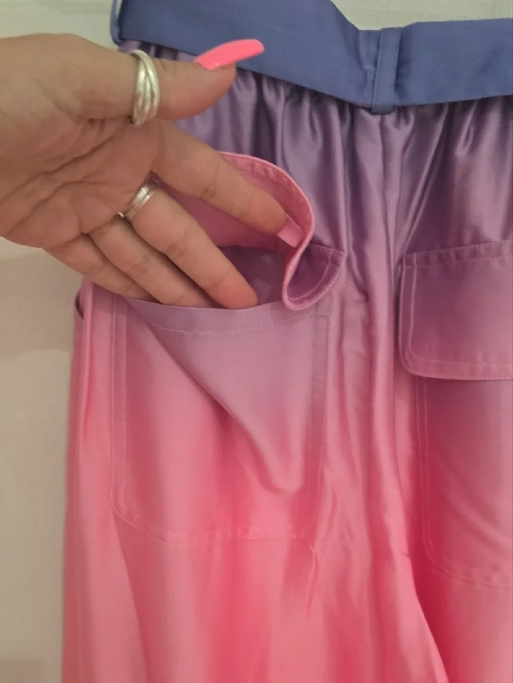 Hutch Pink to Purple Ombre Wide-Leg Satin Pants NWOT
